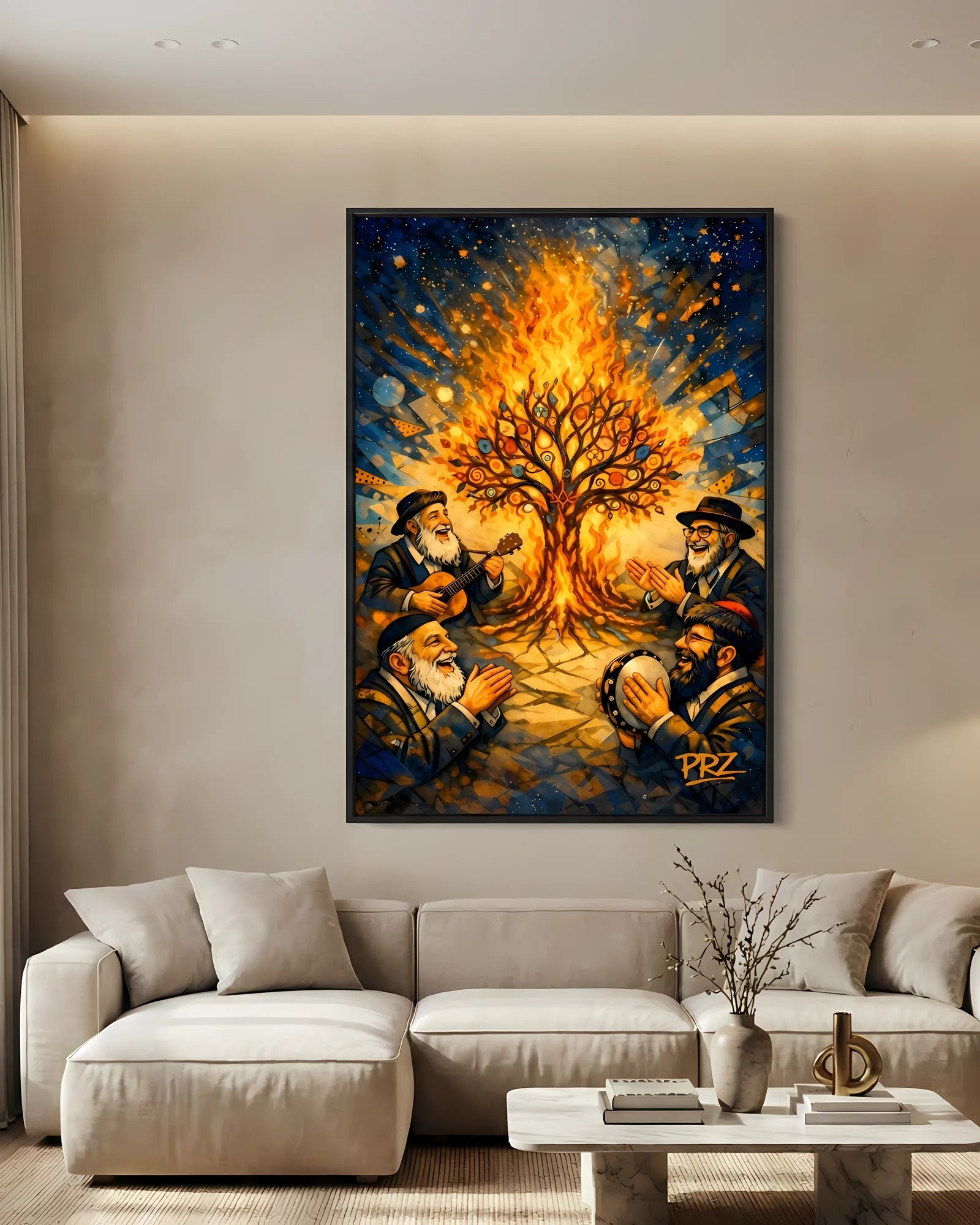 Flames of Faith – Judaic Canvas Art – PRZ art